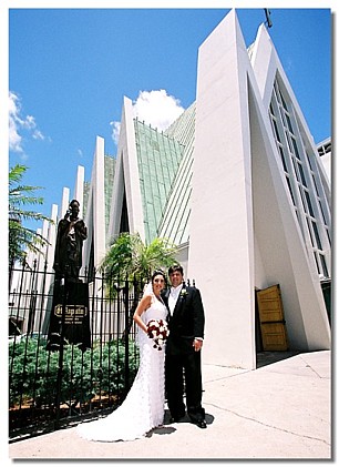 standing by the church in Hawaii